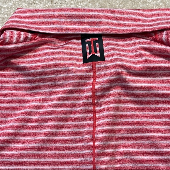 Nike Tiger Woods Polo Shirt Mens Large Red Stripes Golf Dri-Fit Embroidered Logo - Picture 8 of 12